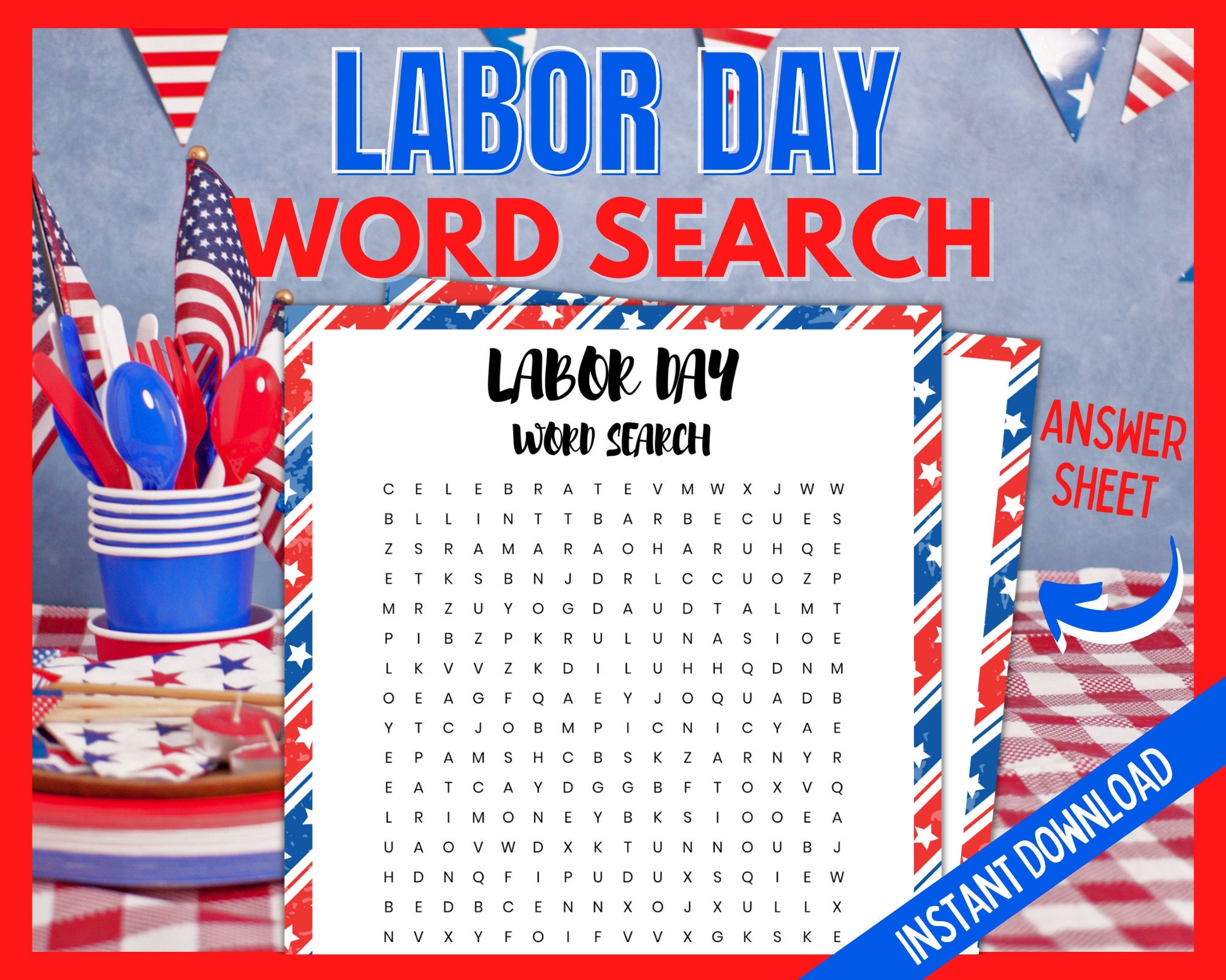 Labor Day Crossword Puzzle Free Printable