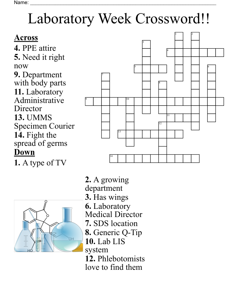 Laboratory Week Crossword WordMint