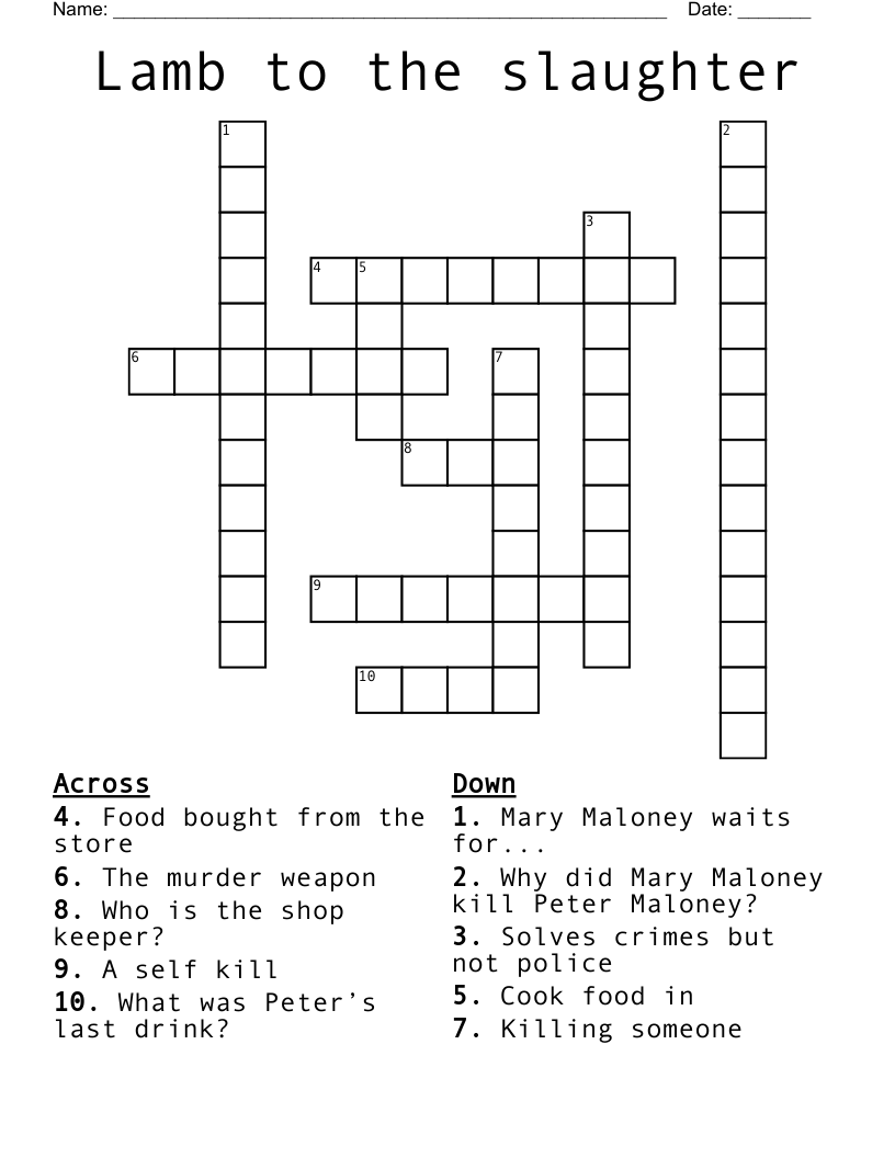 Lamb To The Slaughter Crossword WordMint Lamb To The Slaughter Crossword WordMint