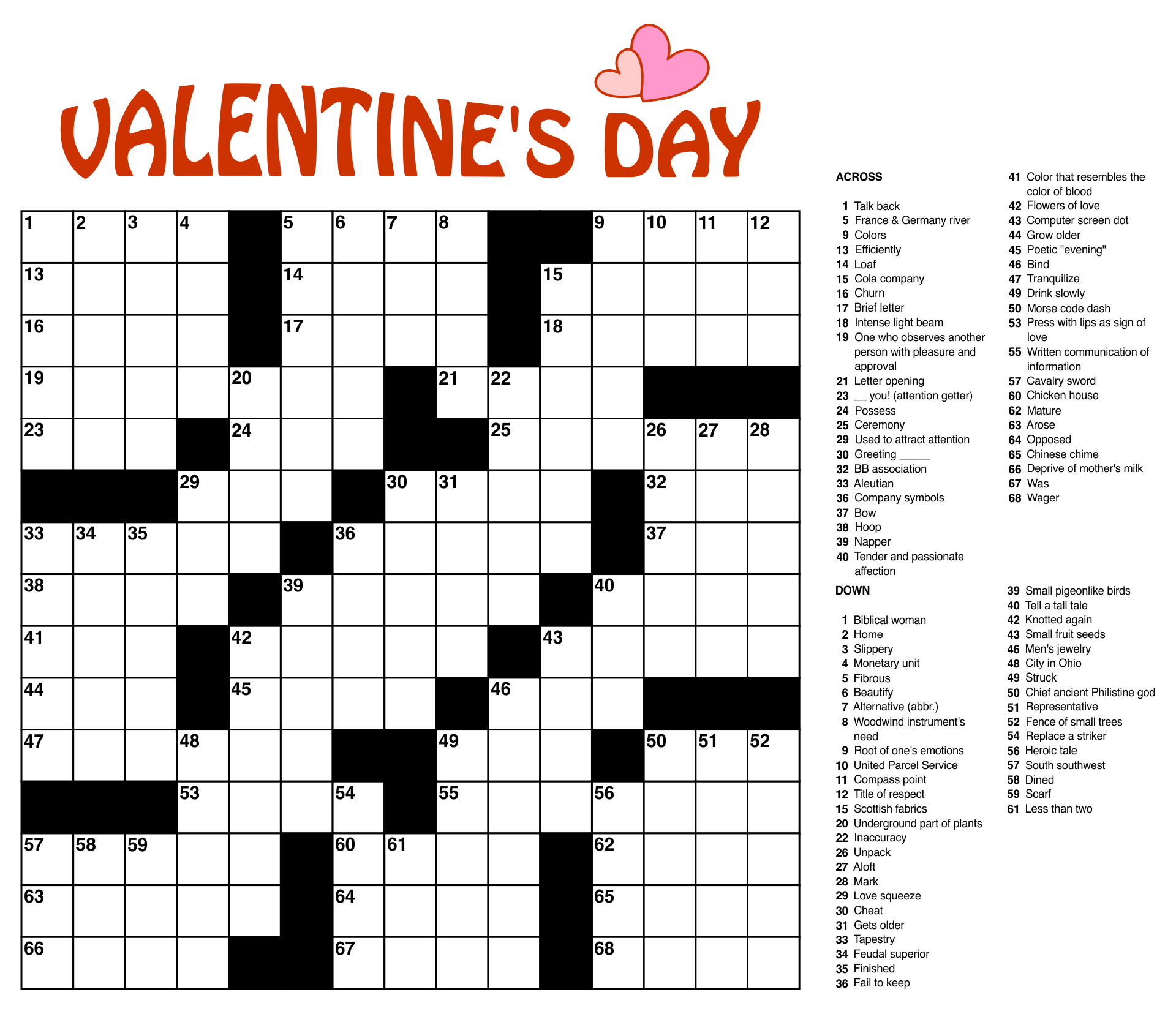 Large Easy Crossword Puzzles Printable