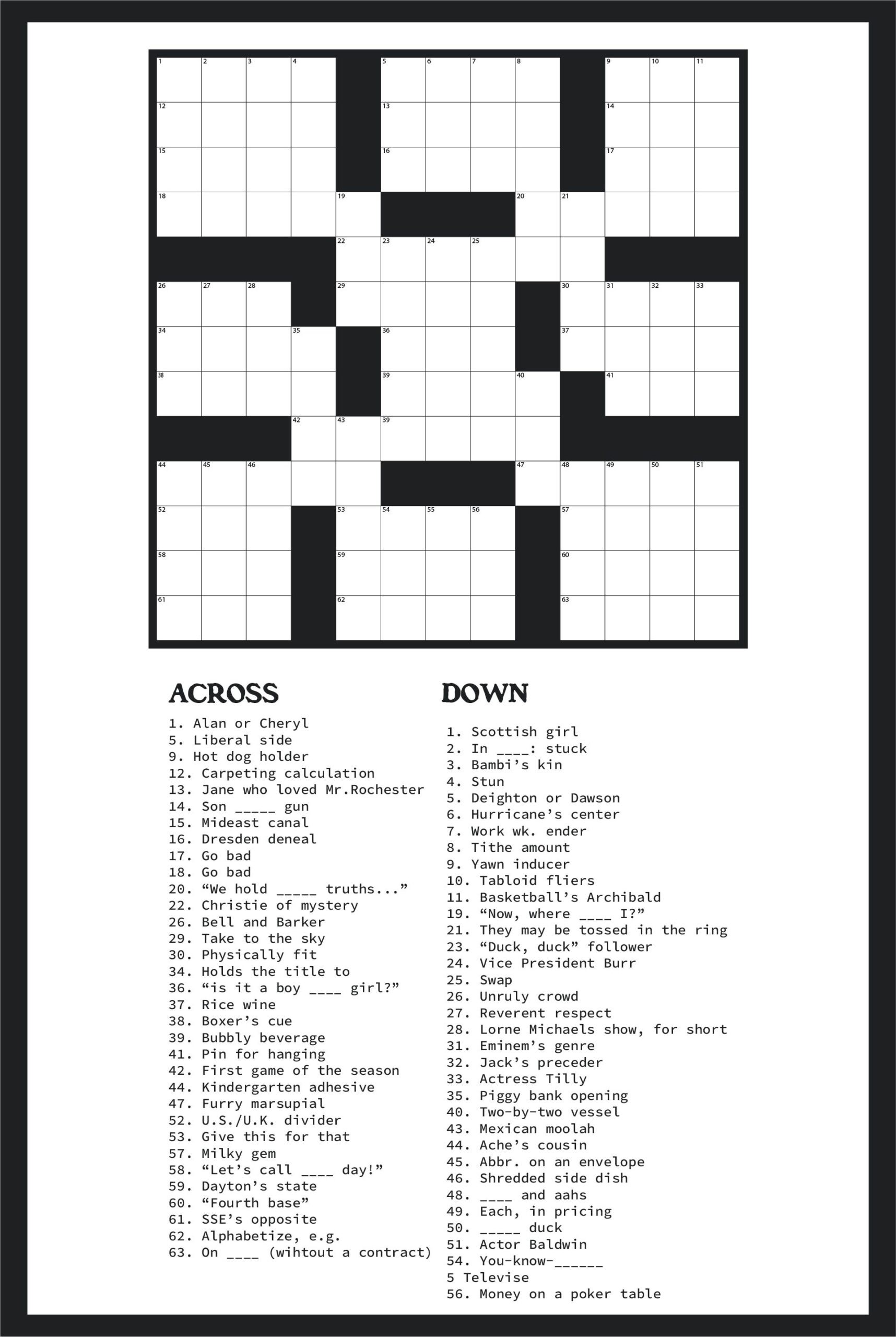 Beginner Crossword Puzzles Printable
