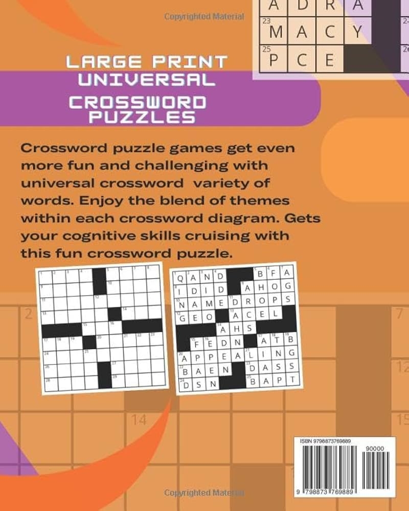 Large Print Universal Crossword Puzzles Variety Crossword Puzzle Book That Seniors And Adults Discover Words And Clues To Activate Greater Cognitive Skills Press Wave One 9798873769889 Books Amazon ca Large Print Universal Crossword Puzzles Variety Crossword Puzzle Book That Seniors And Adults Discover Words And Clues To Activate Greater Cognitive Skills Press Wave One 9798873769889 Books Amazon ca