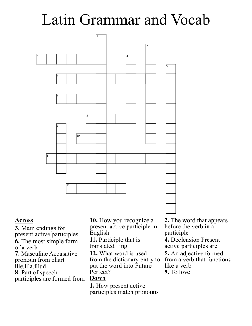 Latin Grammar And Vocab Crossword WordMint