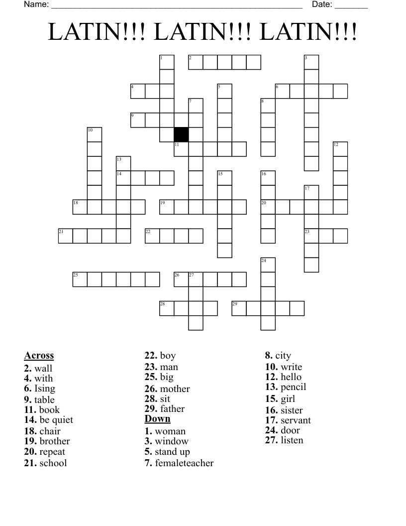 LATIN LATIN LATIN Crossword WordMint