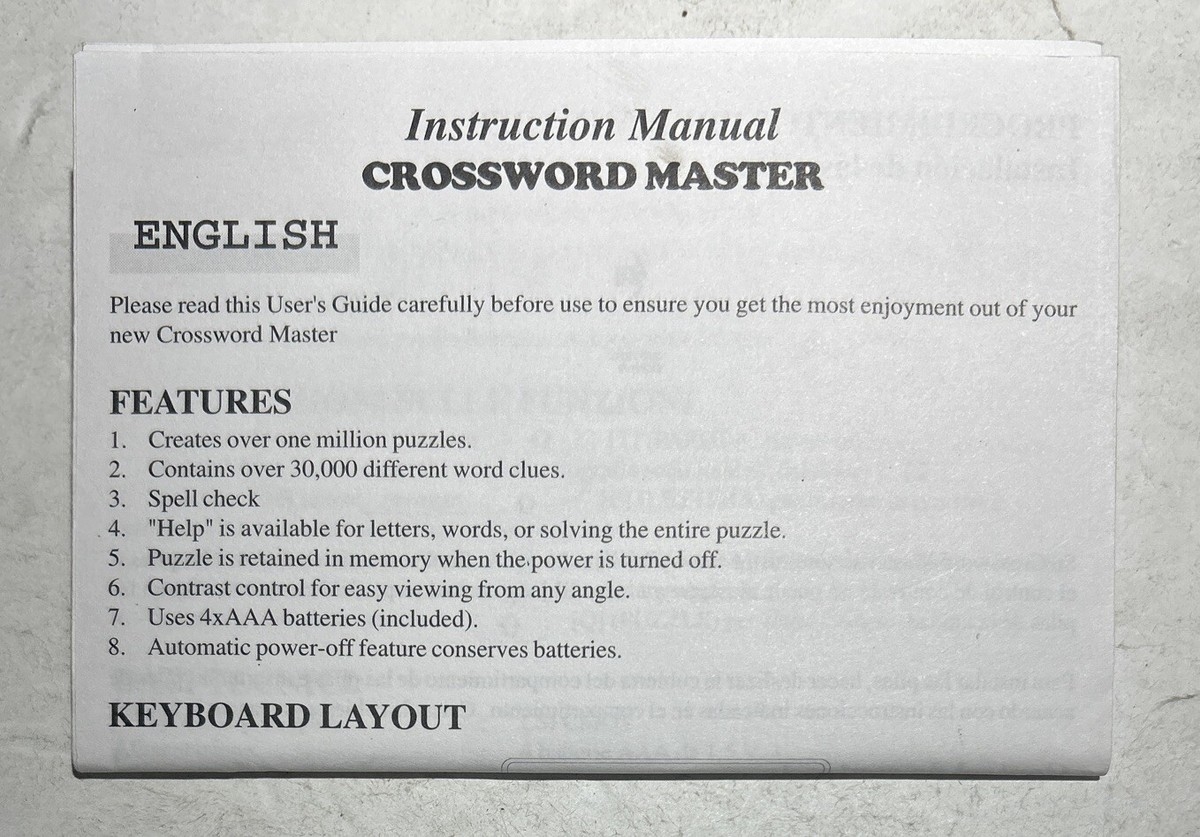 LB1000B CROSSWORD MASTER Handheld Portable Electronic Game Great 