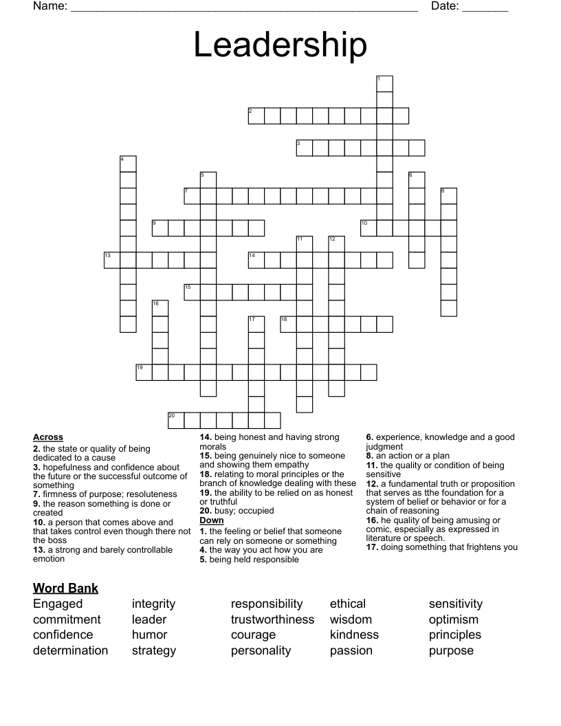 Leadership Crossword WordMint