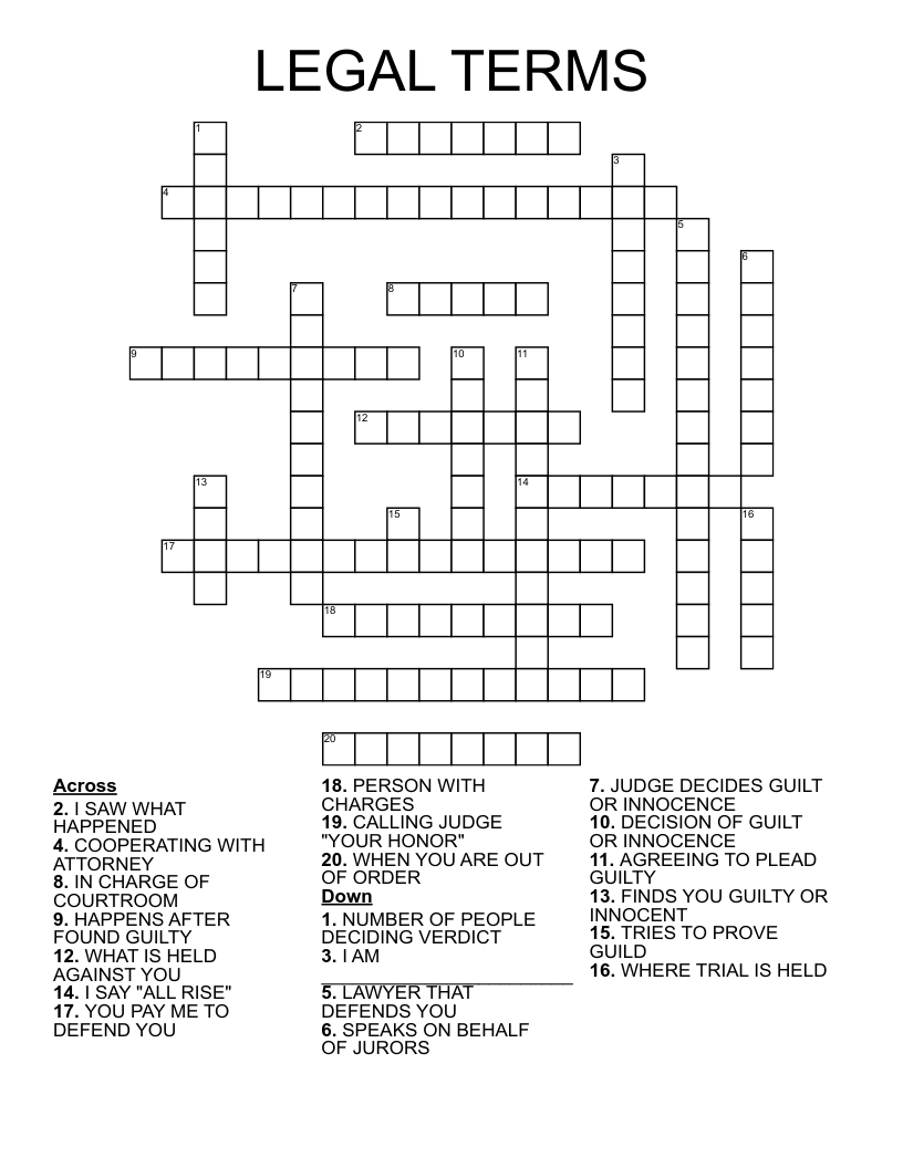 LEGAL TERMS Crossword WordMint LEGAL TERMS Crossword WordMint