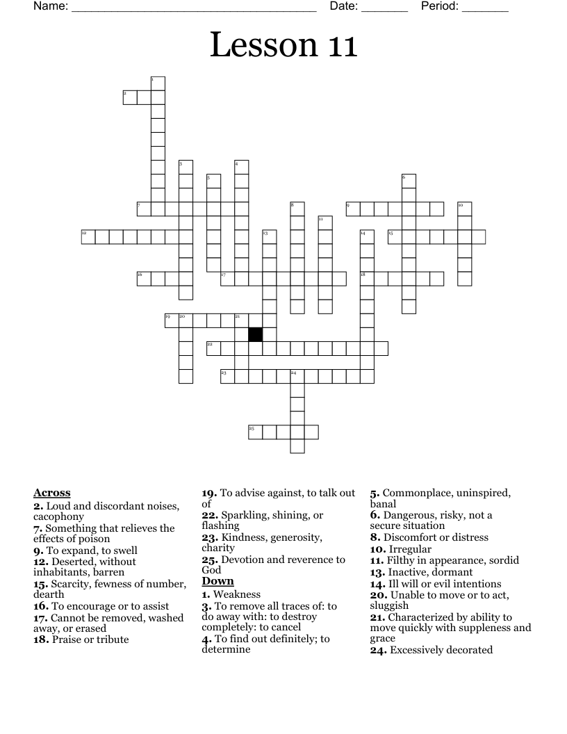 Lesson 11 Crossword WordMint