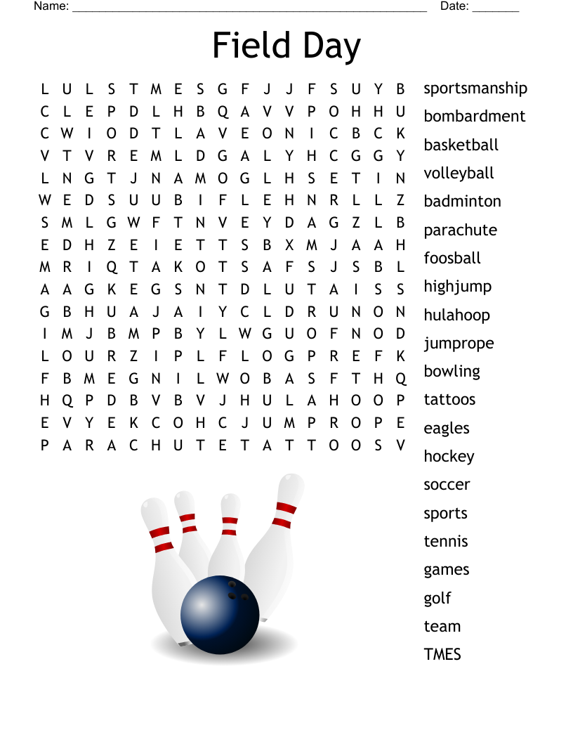 Bowling Crossword Puzzle Printable