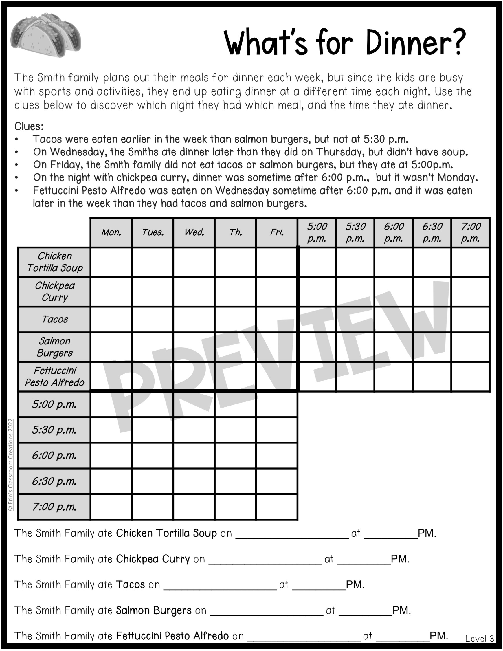 Logic Puzzle Worksheet Answers Logic Puzzle Worksheet Answers