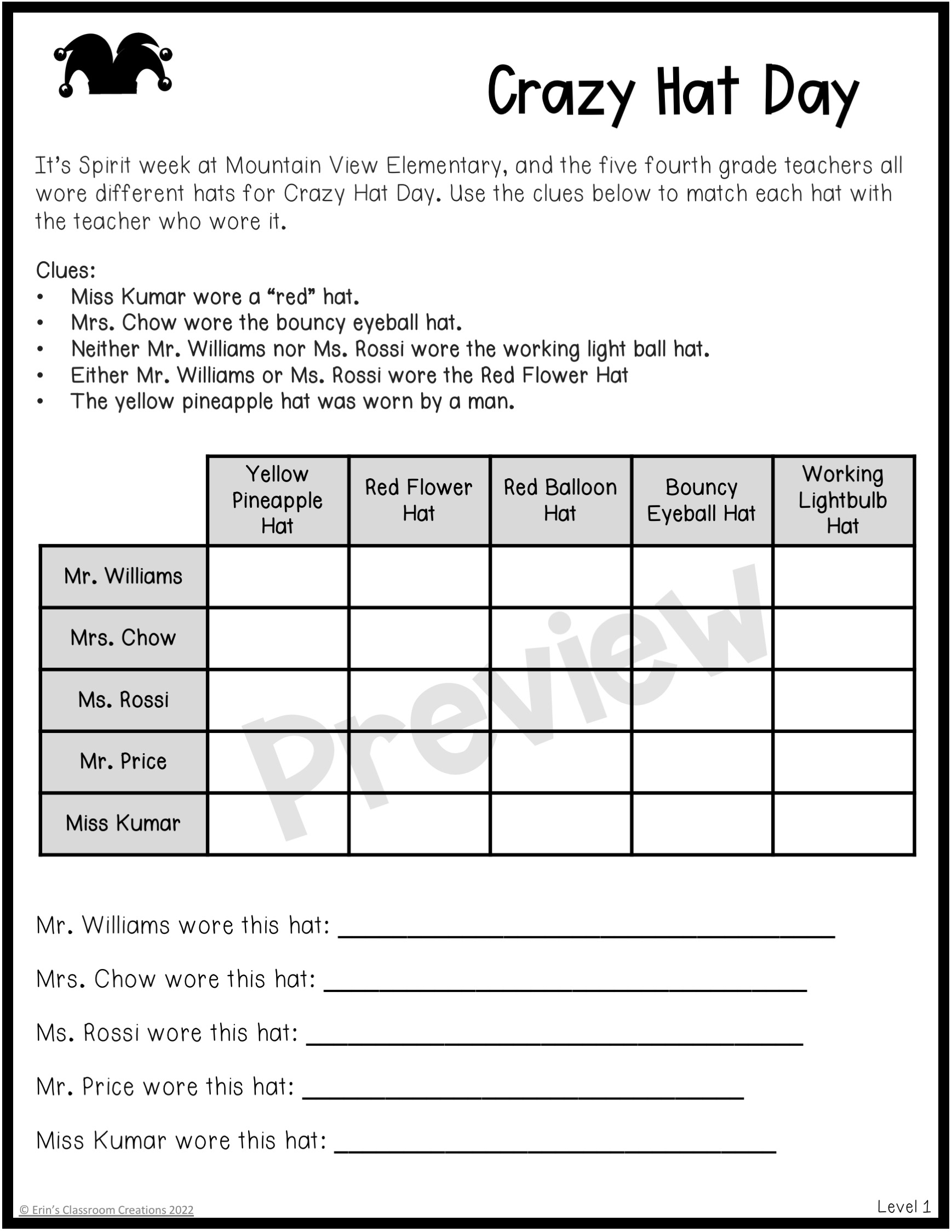 Level Logic Puzzles Fabulous Made By Teachers Level Logic Puzzles Fabulous Made By Teachers