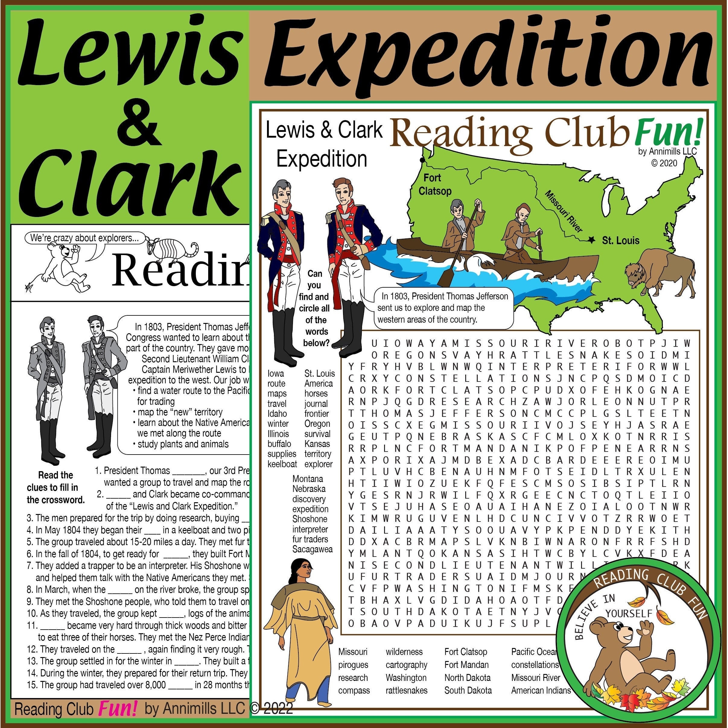 Lewis U0026 Clark United States Expedition Two Page Puzzle Activity Lewis U0026 Clark United States Expedition Two Page Puzzle Activity