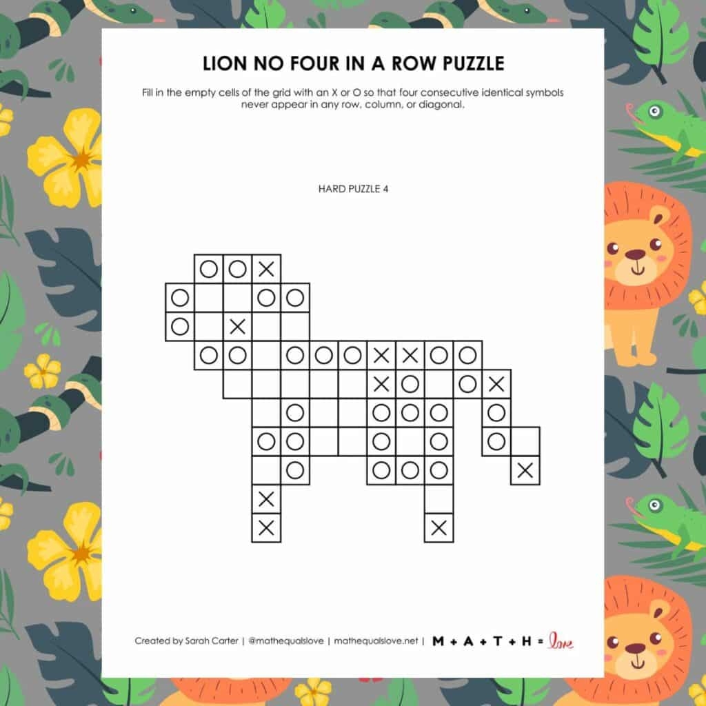 Lion No Four In A Row Puzzles Math U003d Love