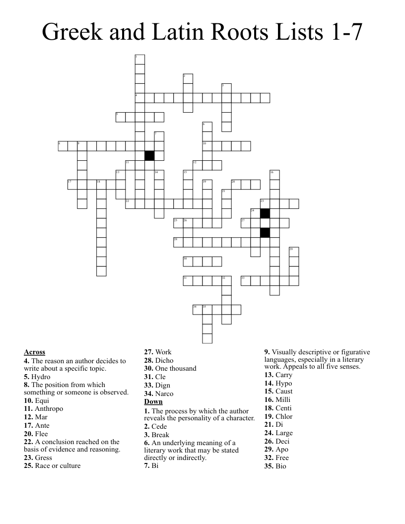 List 20 Crossword WordMint