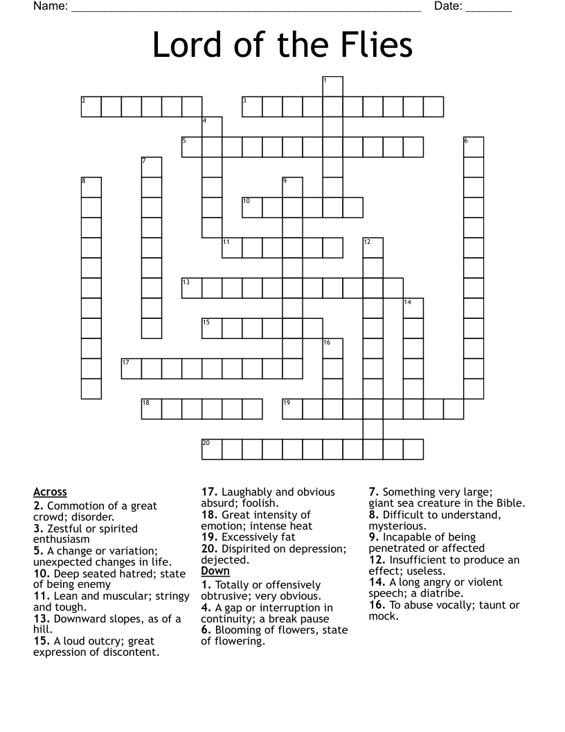 Lord Of The Flies Crossword WordMint Lord Of The Flies Crossword WordMint