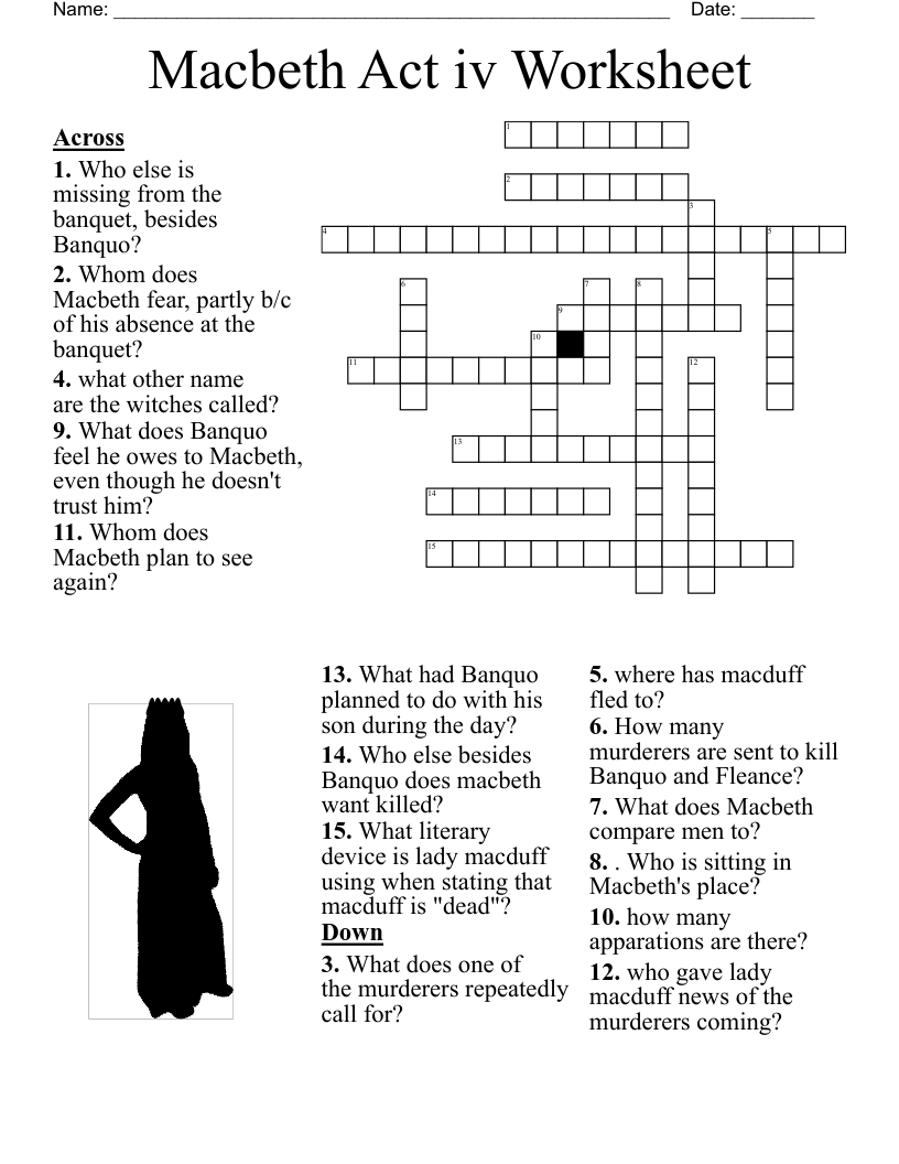 Macbeth Act Iv Worksheet Crossword WordMint