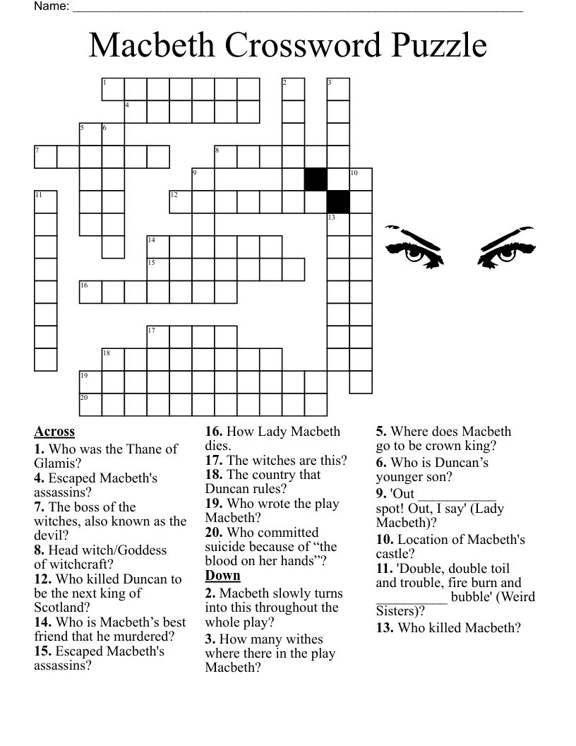 Macbeth Cast Of Characters Crossword WordMint Macbeth Cast Of Characters Crossword WordMint
