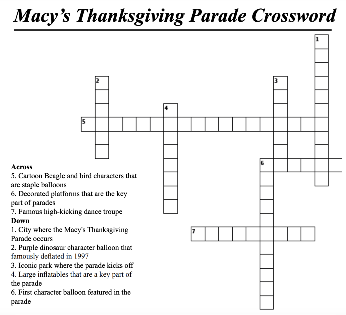 Macy s Thanksgiving Parade Crossword Media Communiqu Macy s Thanksgiving Parade Crossword Media Communiqu