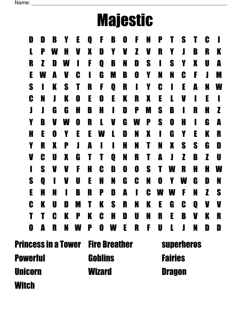 Majestic Word Search WordMint