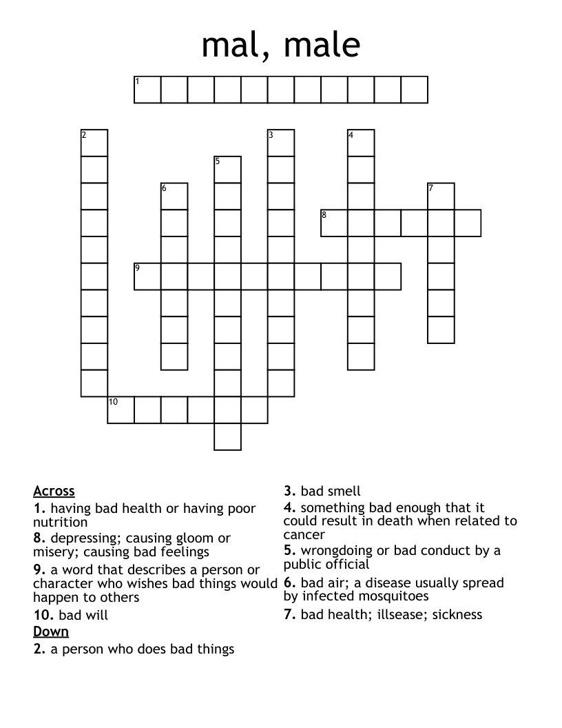 Mal Word List Crossword WordMint Mal Word List Crossword WordMint