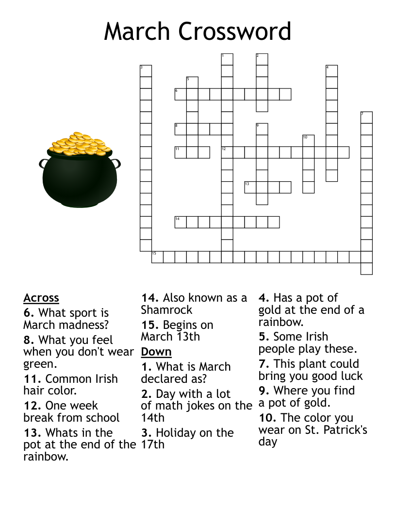 March Crossword WordMint March Crossword WordMint