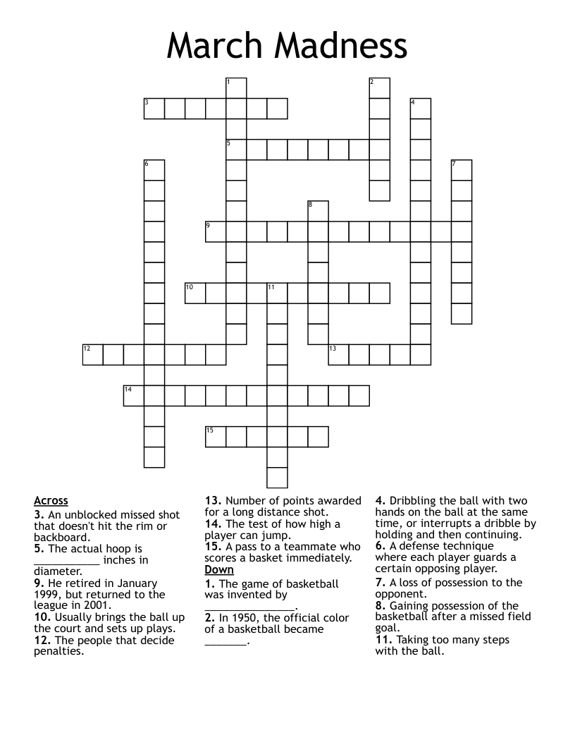 March Madness Crossword WordMint March Madness Crossword WordMint