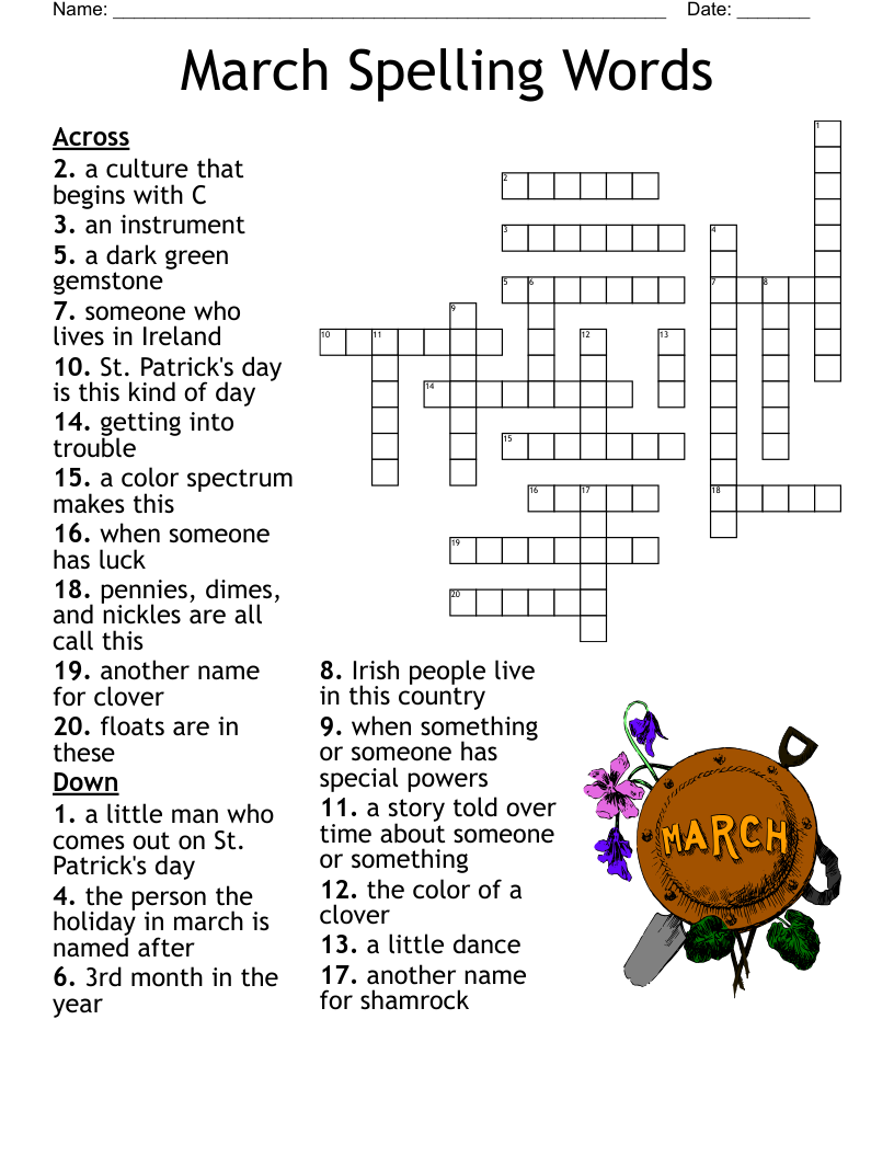 March Spelling Words Crossword WordMint March Spelling Words Crossword WordMint