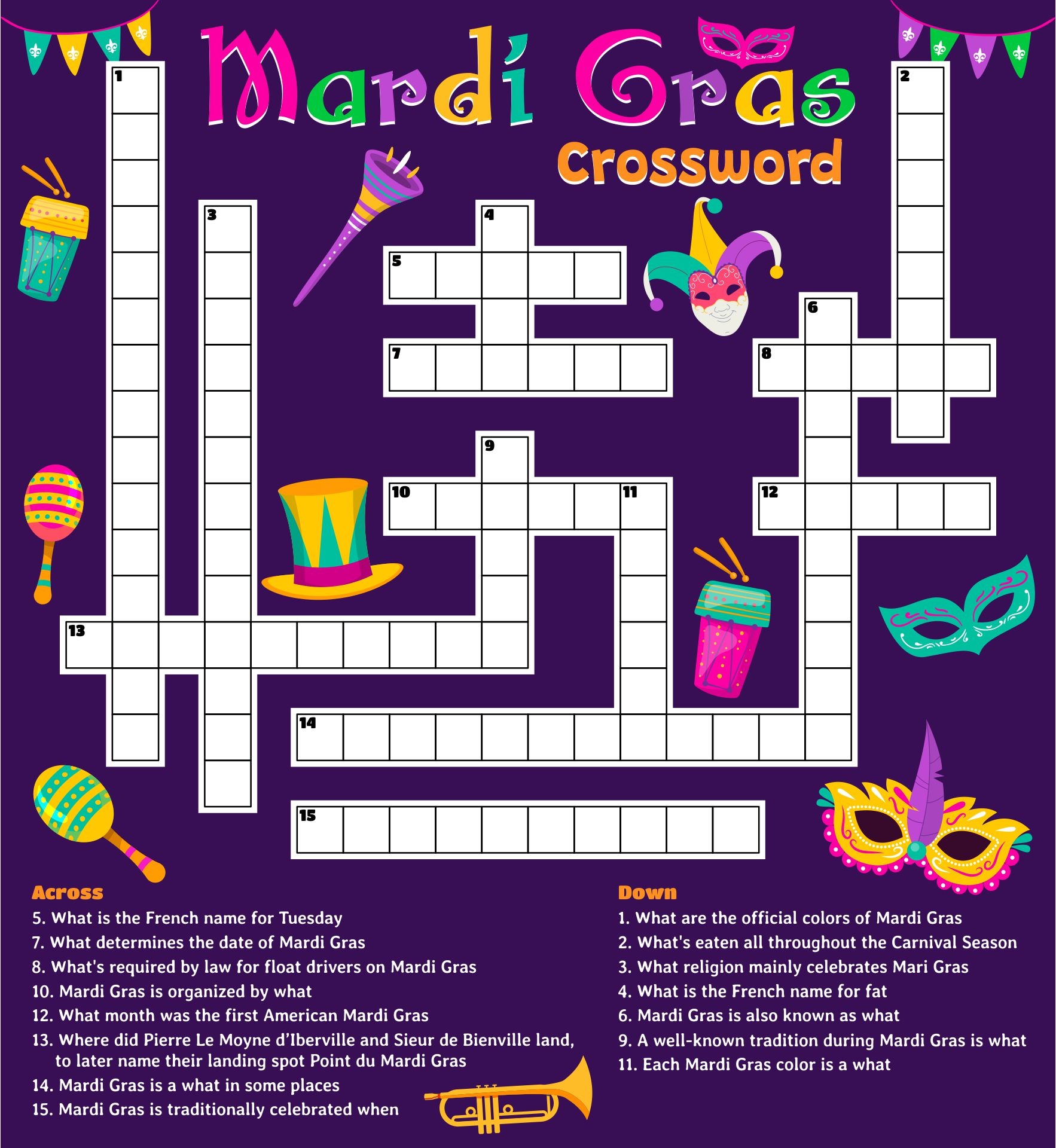 Free Printable Mardi Gras Crossword Puzzle Free Printable Mardi Gras Crossword Puzzle