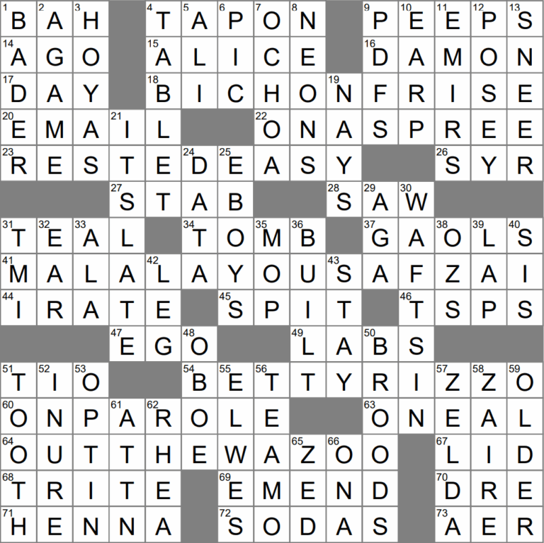 Marshmallow Treats Crossword Clue Archives LAXCrossword