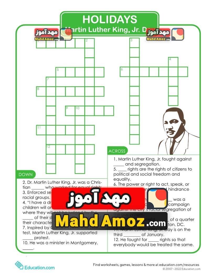  Martin Luther King Jr Crossword Puzzle 