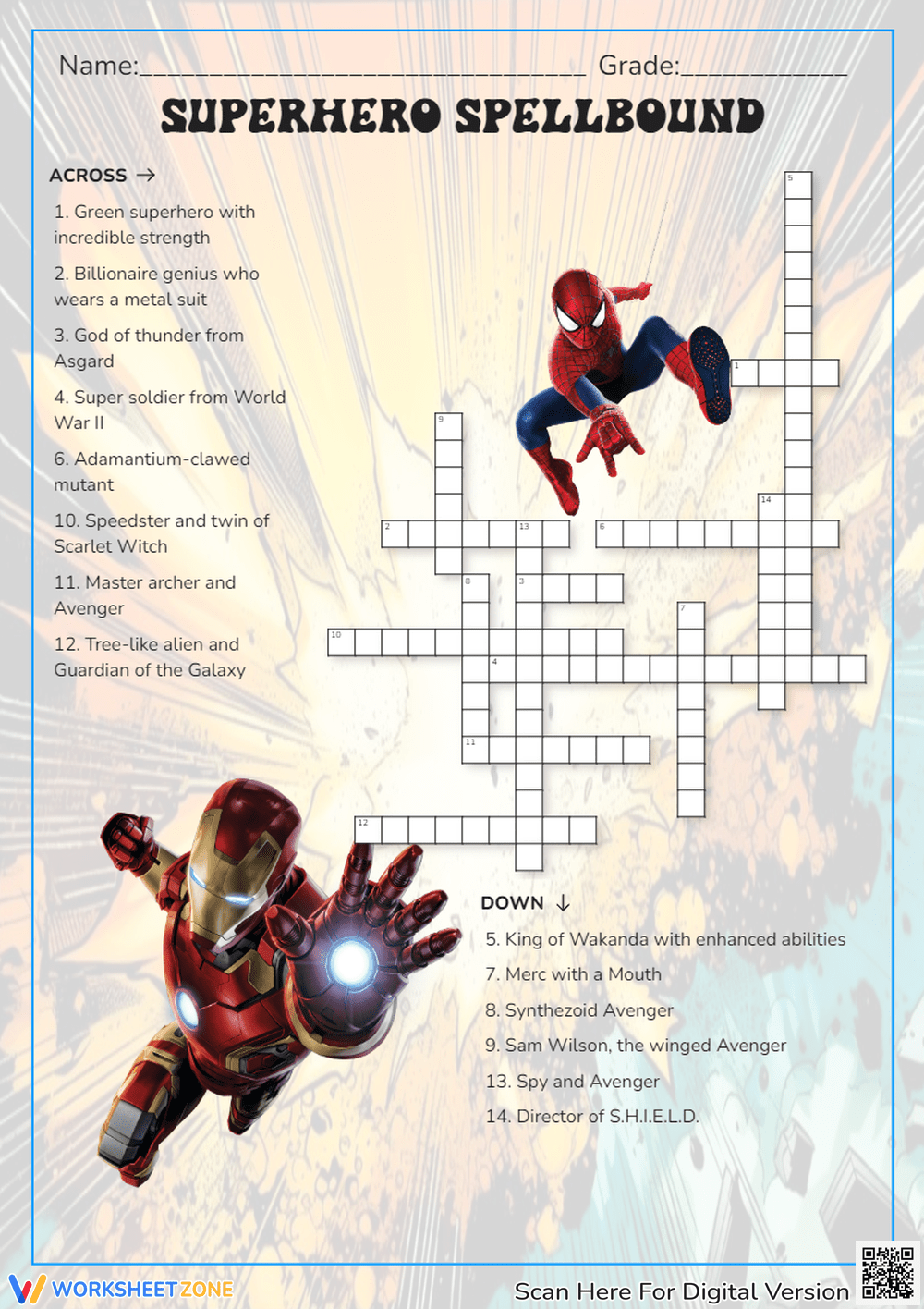 Superhero Puzzle Worksheet