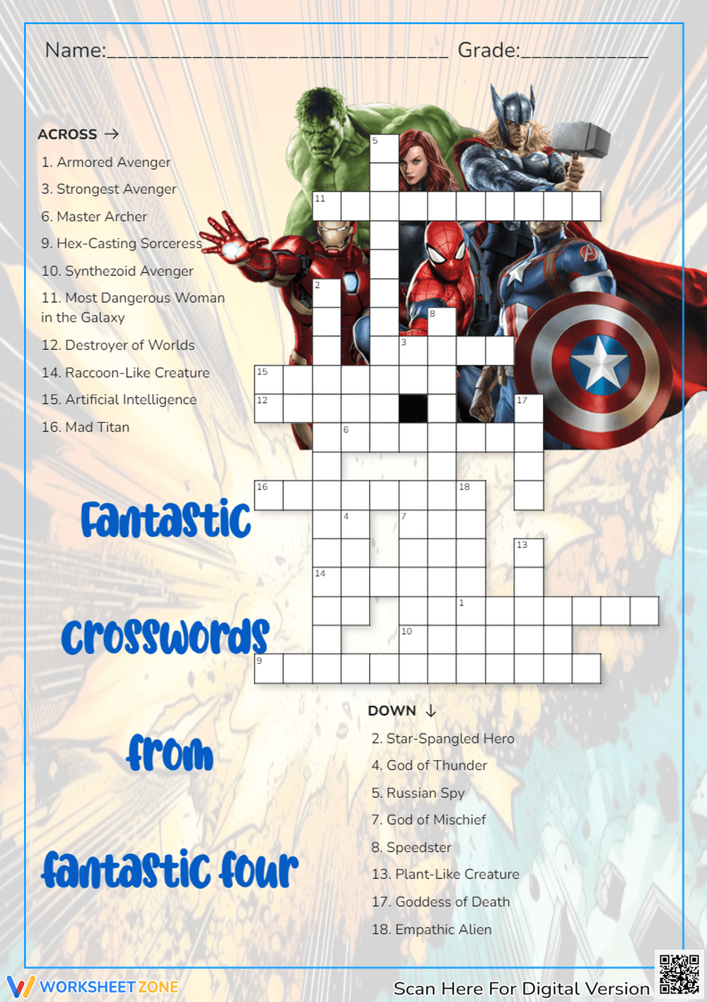 Marvel Crossword Puzzle Worksheets 2025 Marvel Crossword Puzzle Worksheets 2025