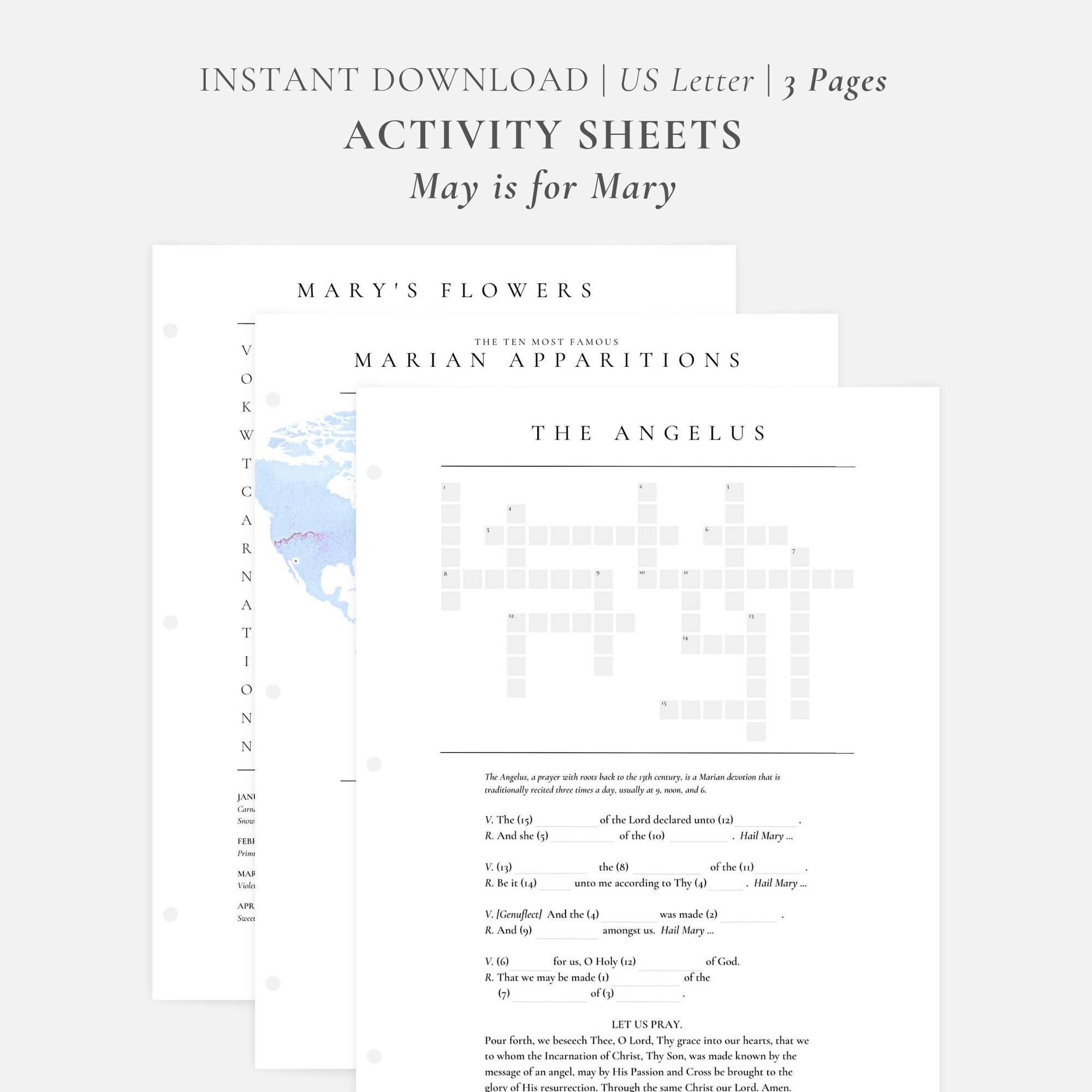Mary Catholic Puzzles Letter Size Printable Word Search 
