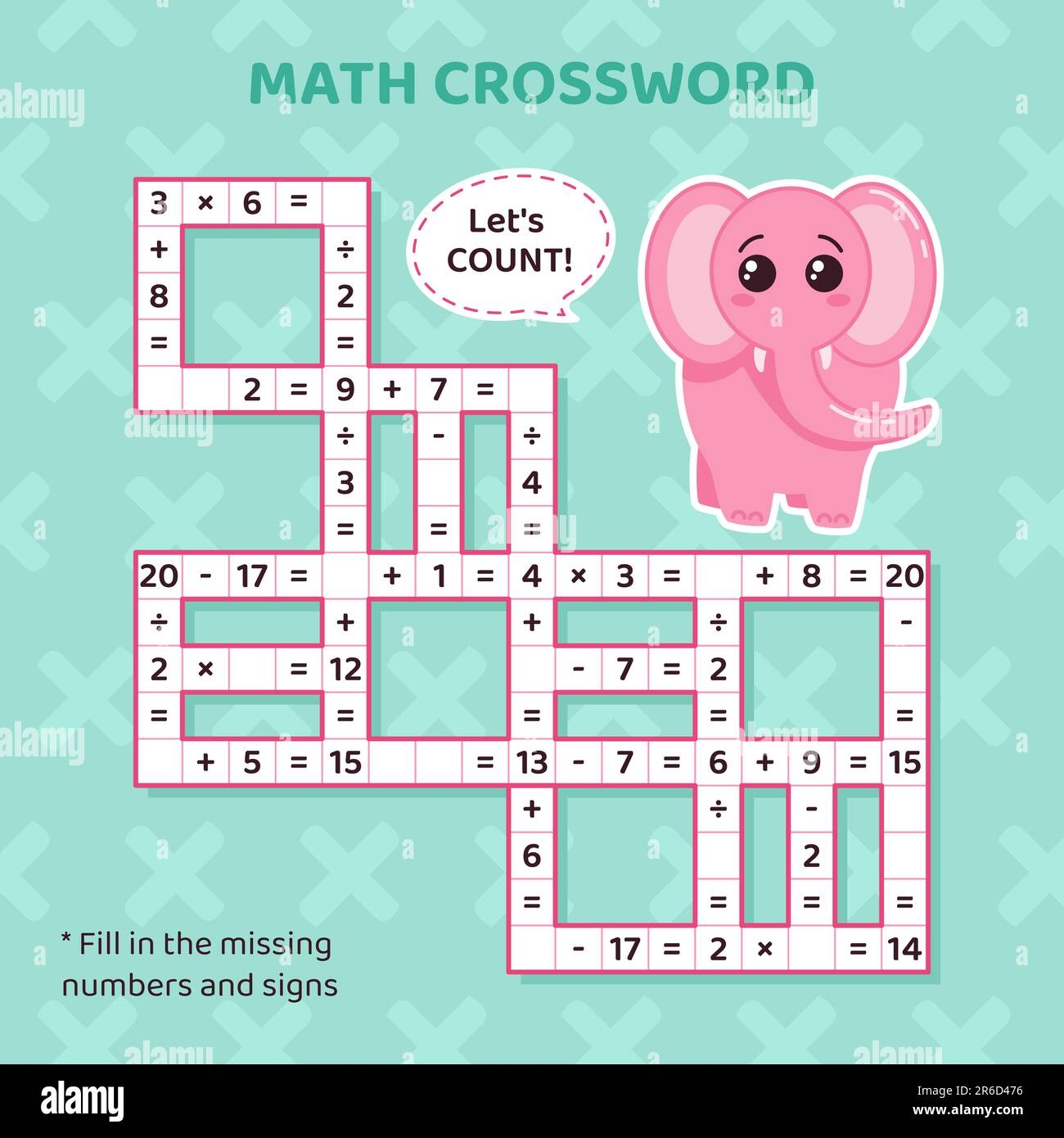 Math Crossword Puzzle For Kids Addition Subtraction 
