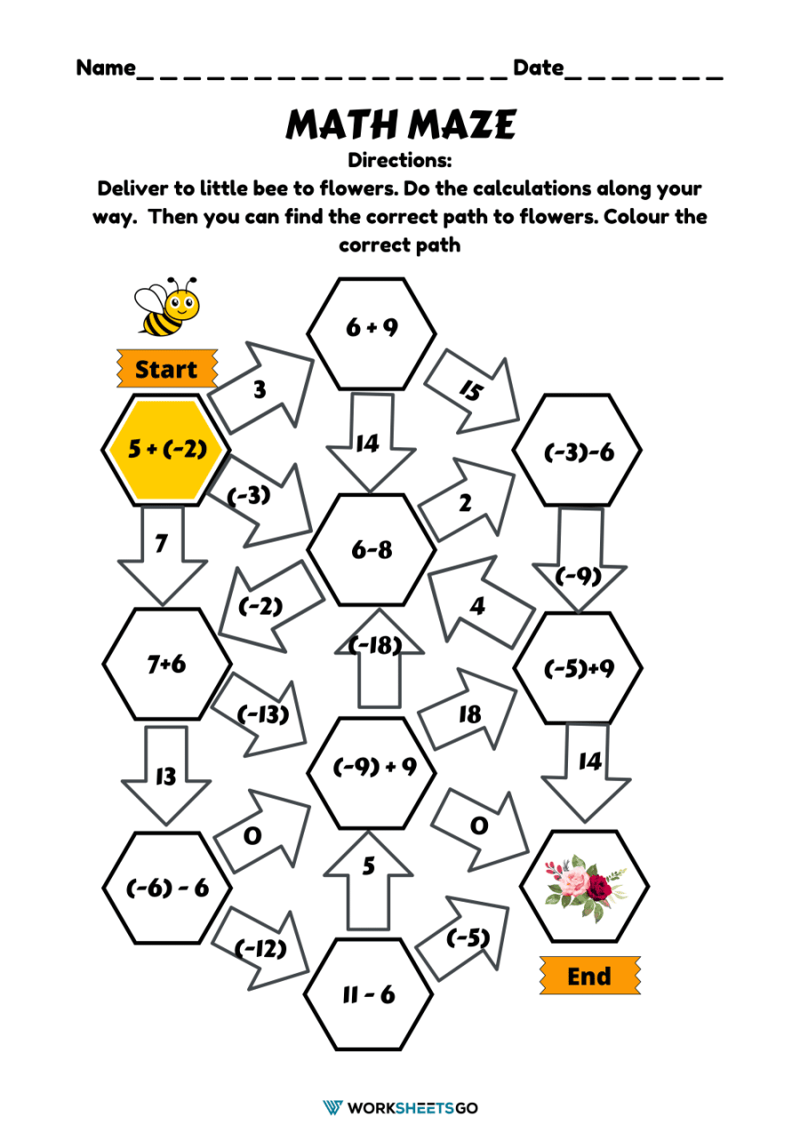 Math Maze Puzzle Worksheet Math Maze Puzzle Worksheet