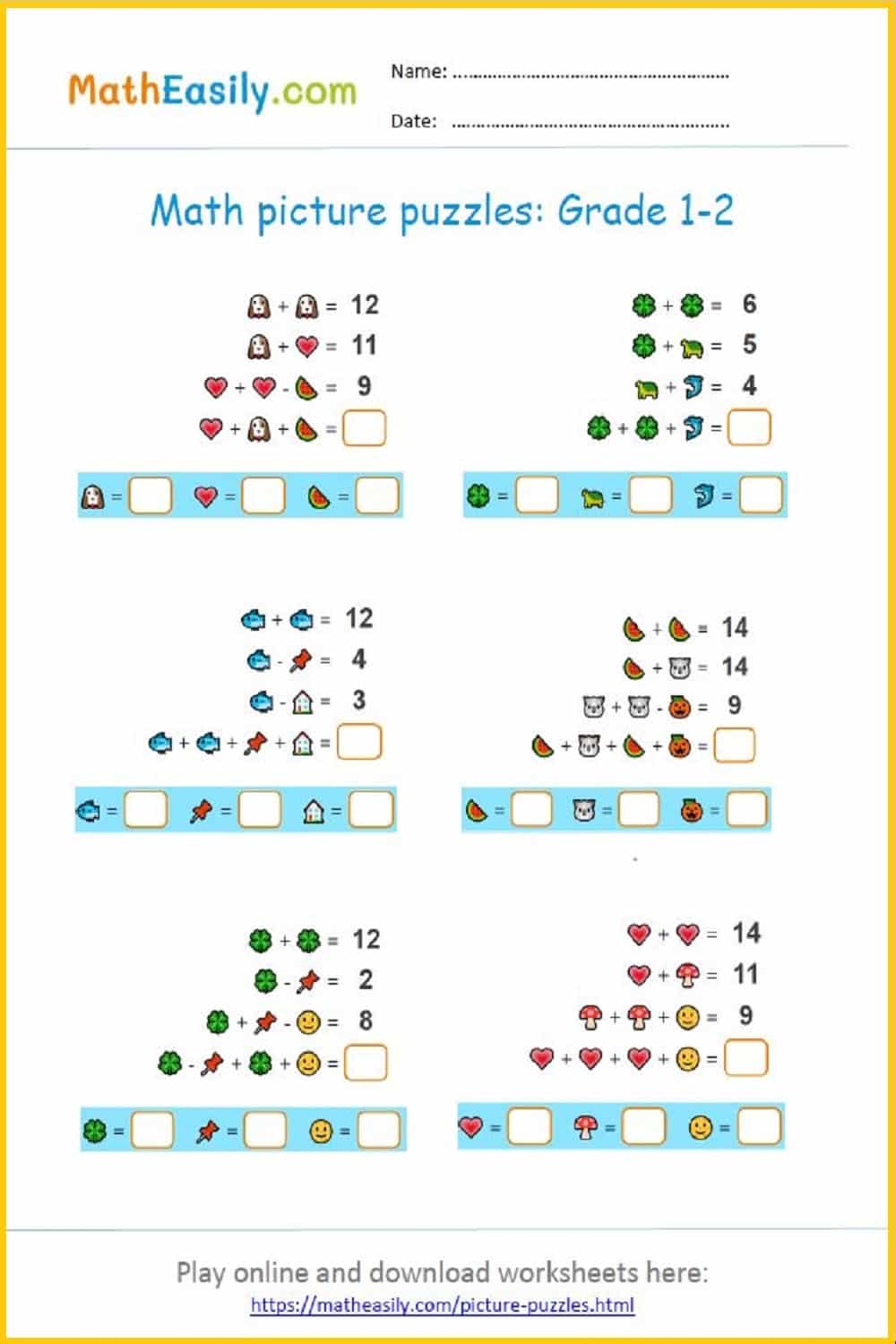 Math Picture Puzzles With Answers ONLINE Printable Math Picture Puzzles With Answers ONLINE Printable