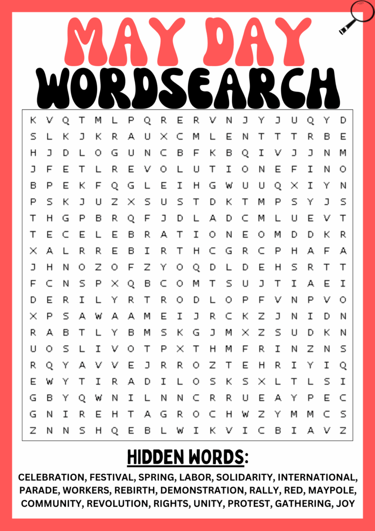 MAY DAY Wordsearch Puzzle Worksheet Printables Activity Made By