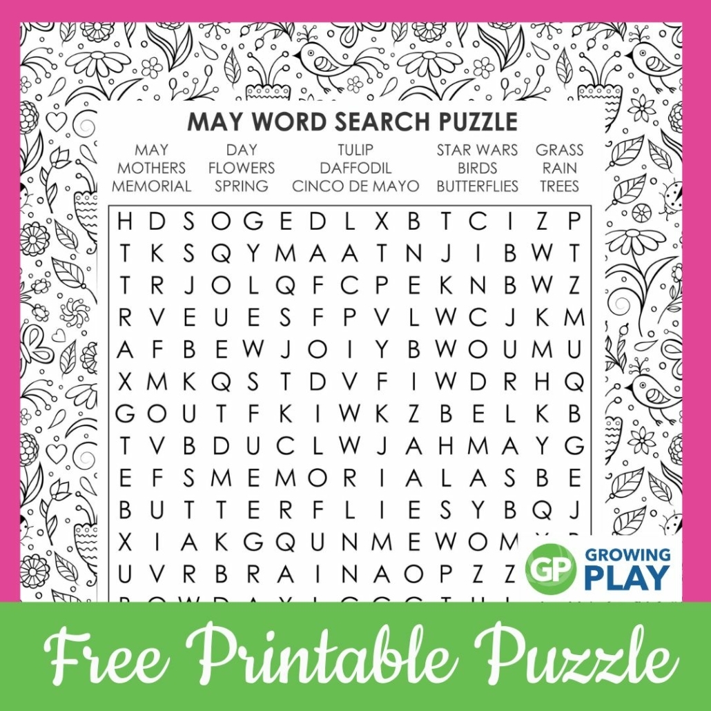 May Word Search Printable Free Growing Play