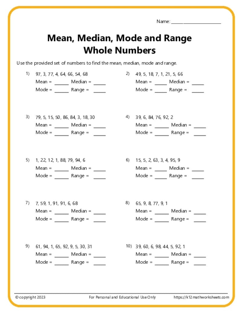 Mean Median Mode U0026 Range Worksheets Mean Median Mode U0026 Range Worksheets