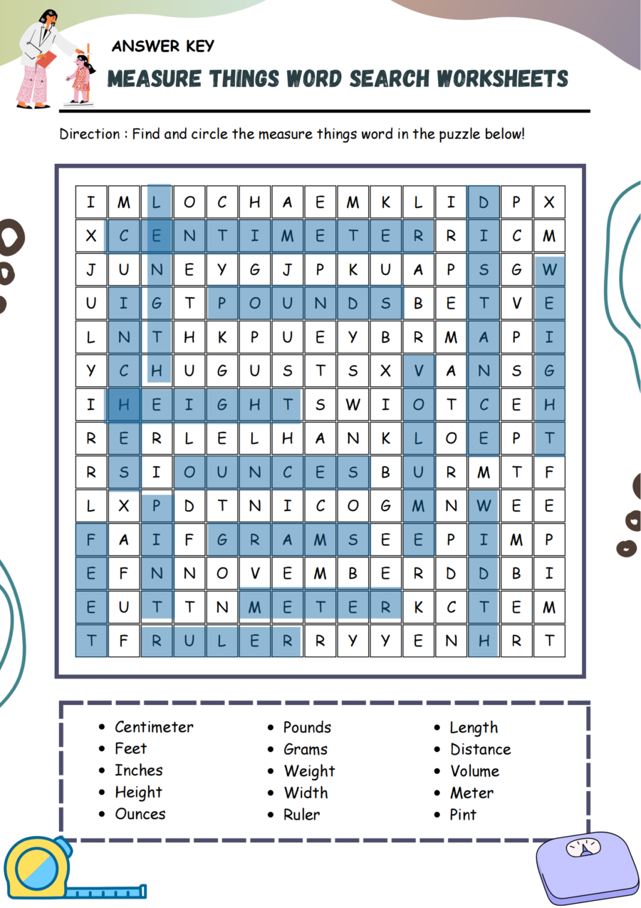 Measure Things Word Search Worksheets WorksheetsGO