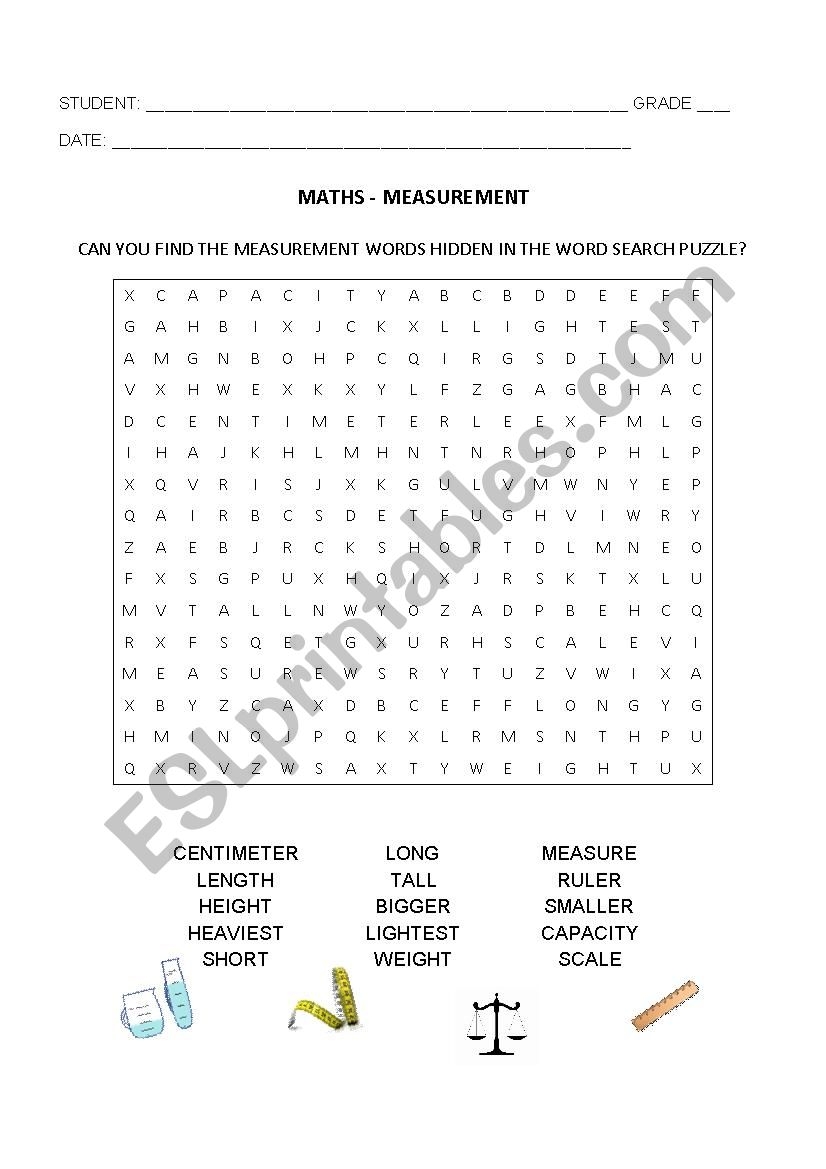 Measurement Wordsearch ESL Worksheet By Anangelicamelo Measurement Wordsearch ESL Worksheet By Anangelicamelo