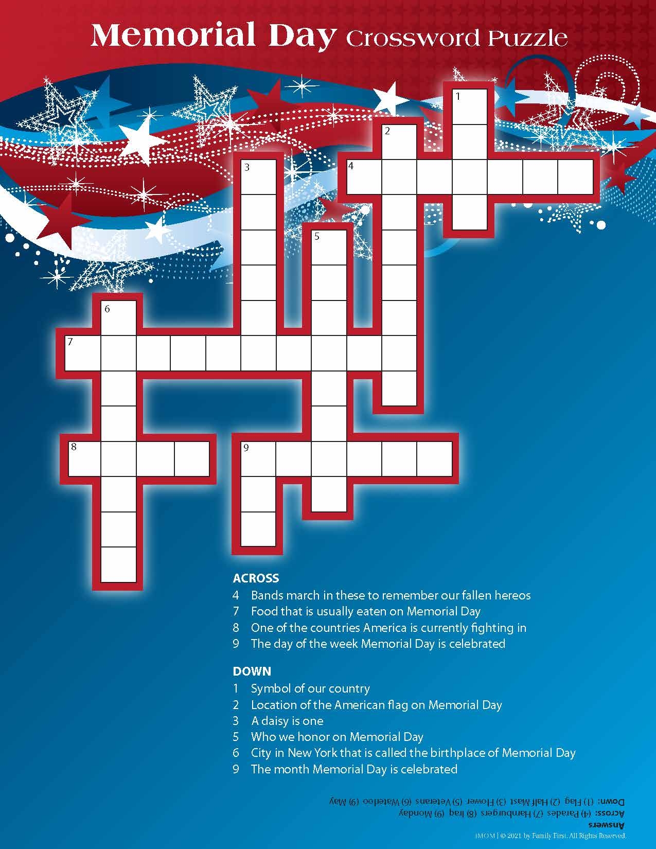 Printable Crossword Puzzles For 4th Graders