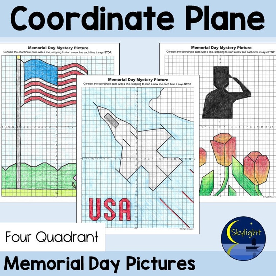 Memorial Day Math Coordinate Plane Graphing Pictures In All Four Quadrants Etsy