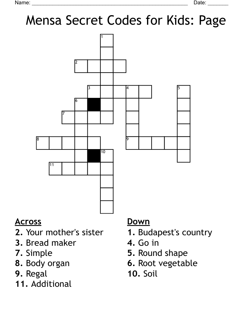 Mensa Crossword Puzzles Mensa Crossword Puzzles