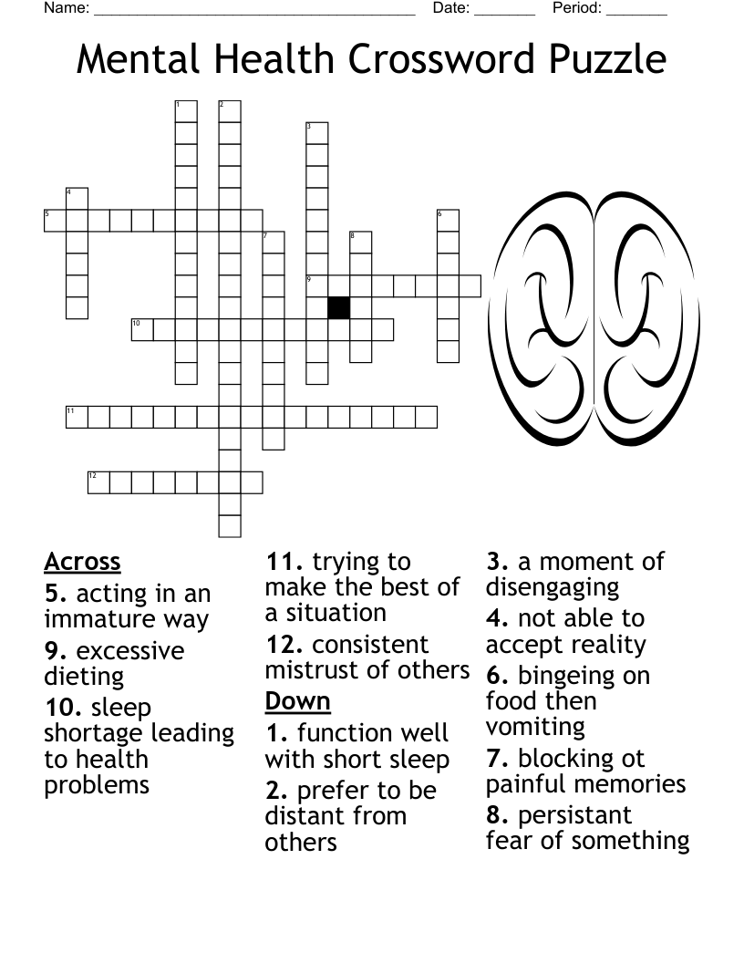 Mental Health Crossword Puzzle WordMint
