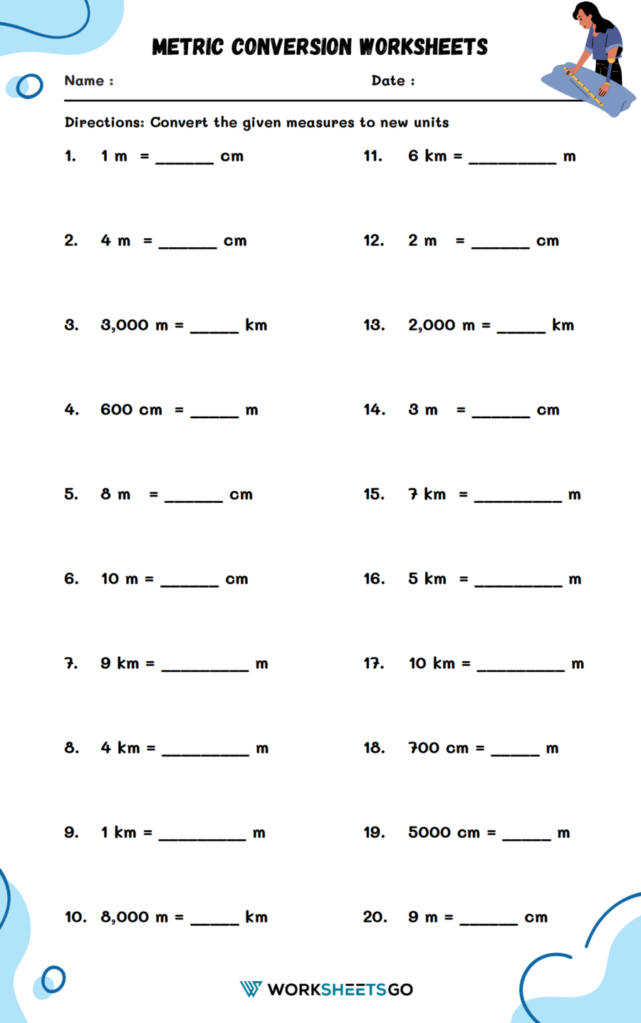Metric Conversion Worksheets WorksheetsGO