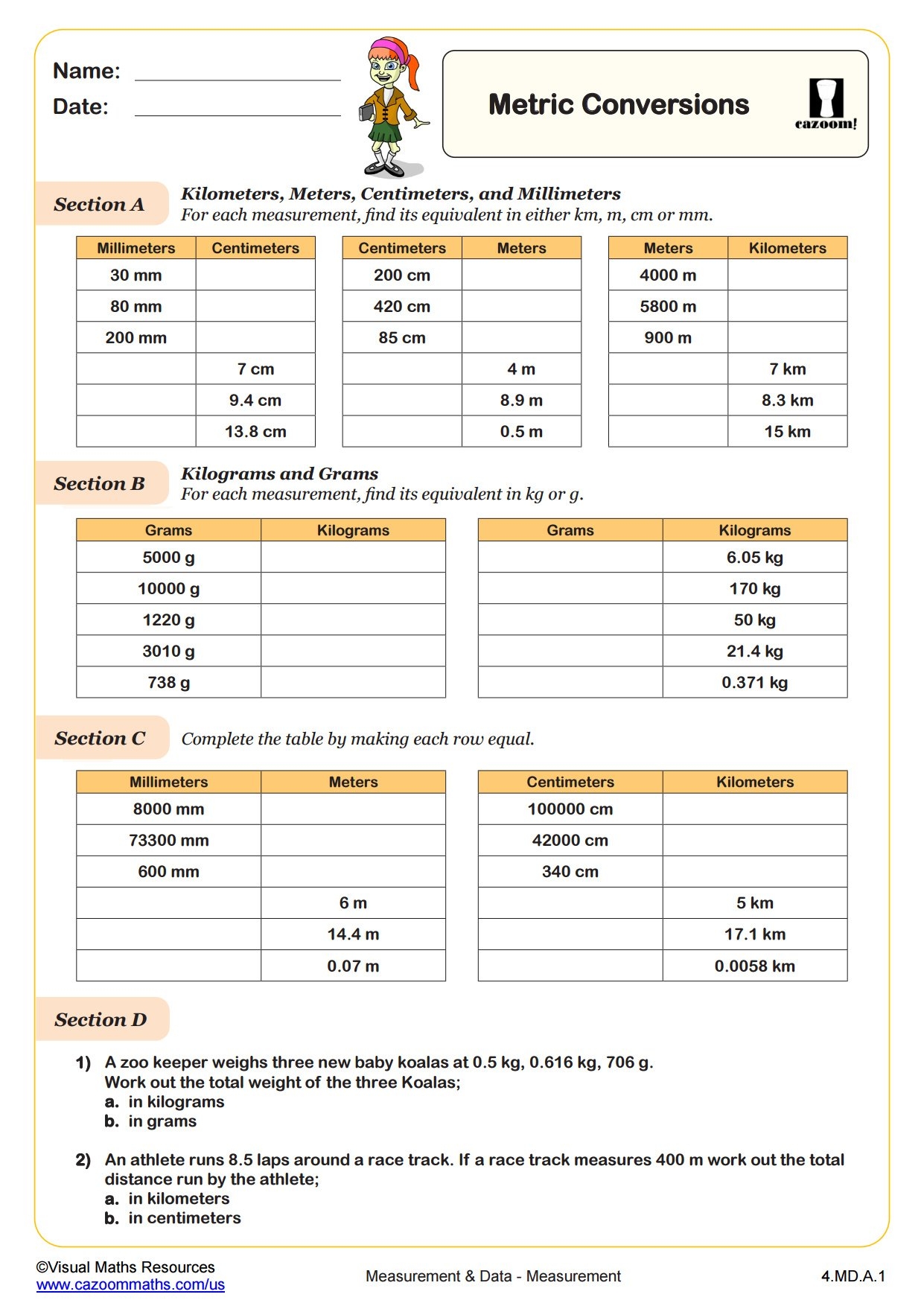 Metric Conversions Fun And Engaging 4th Grade PDF Worksheets