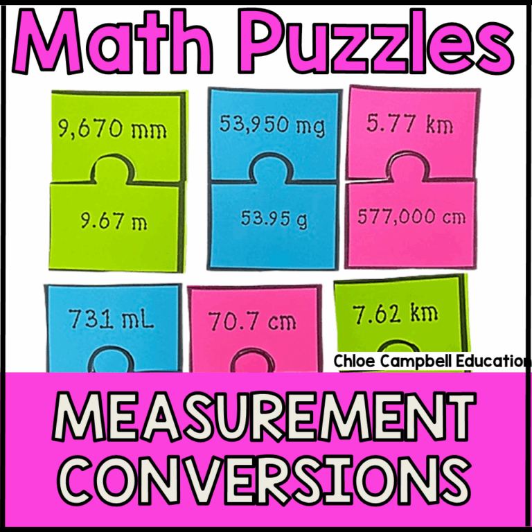 Metric Conversions Game Measurement Worksheet Math Puzzle Activity 5th 6th Grade