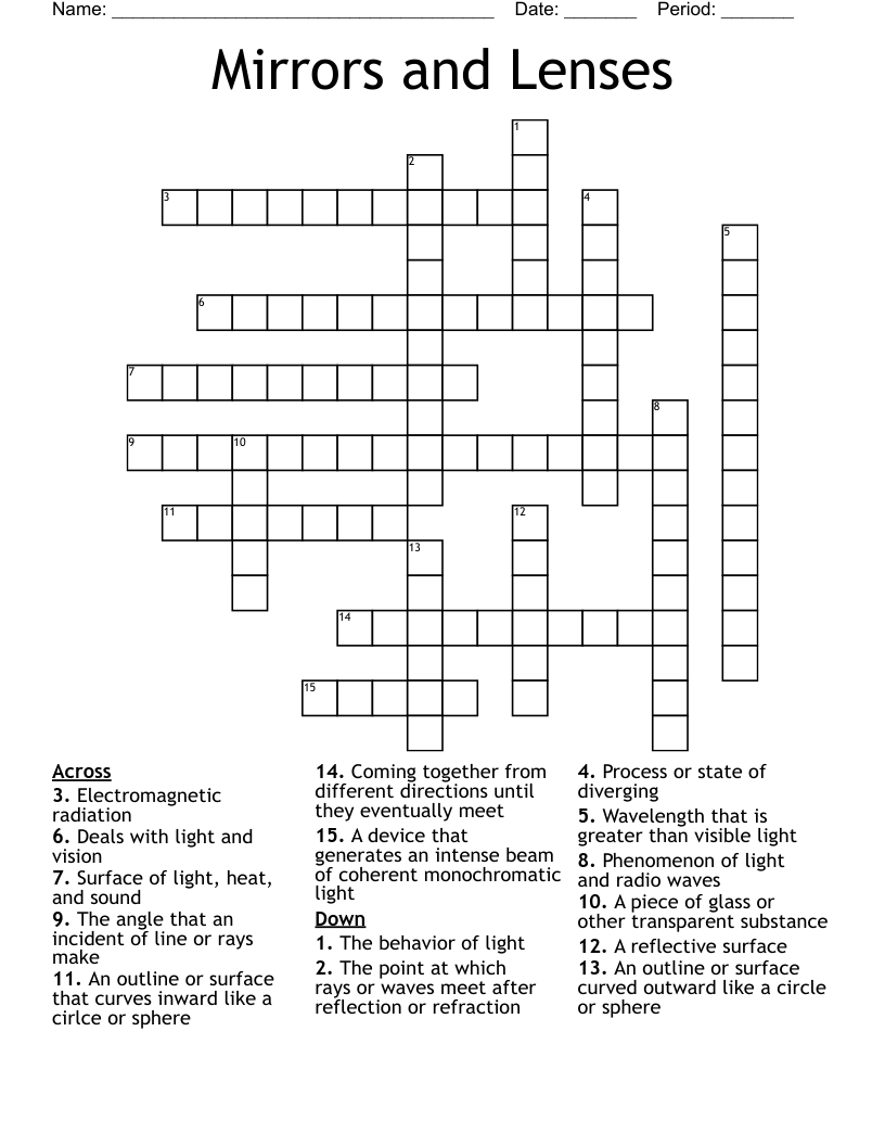 Mirrors And Lenses Crossword WordMint