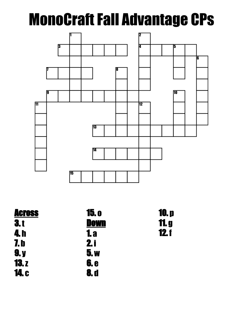 MonoCraft Fall Advantage CPs Crossword WordMint MonoCraft Fall Advantage CPs Crossword WordMint